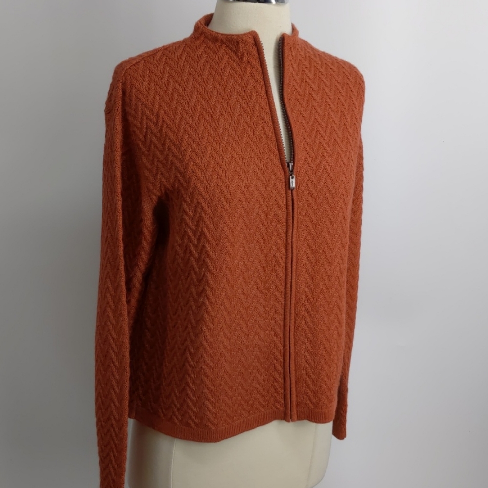 Alpaca 111 burnt orange zippered cardigan-sz L